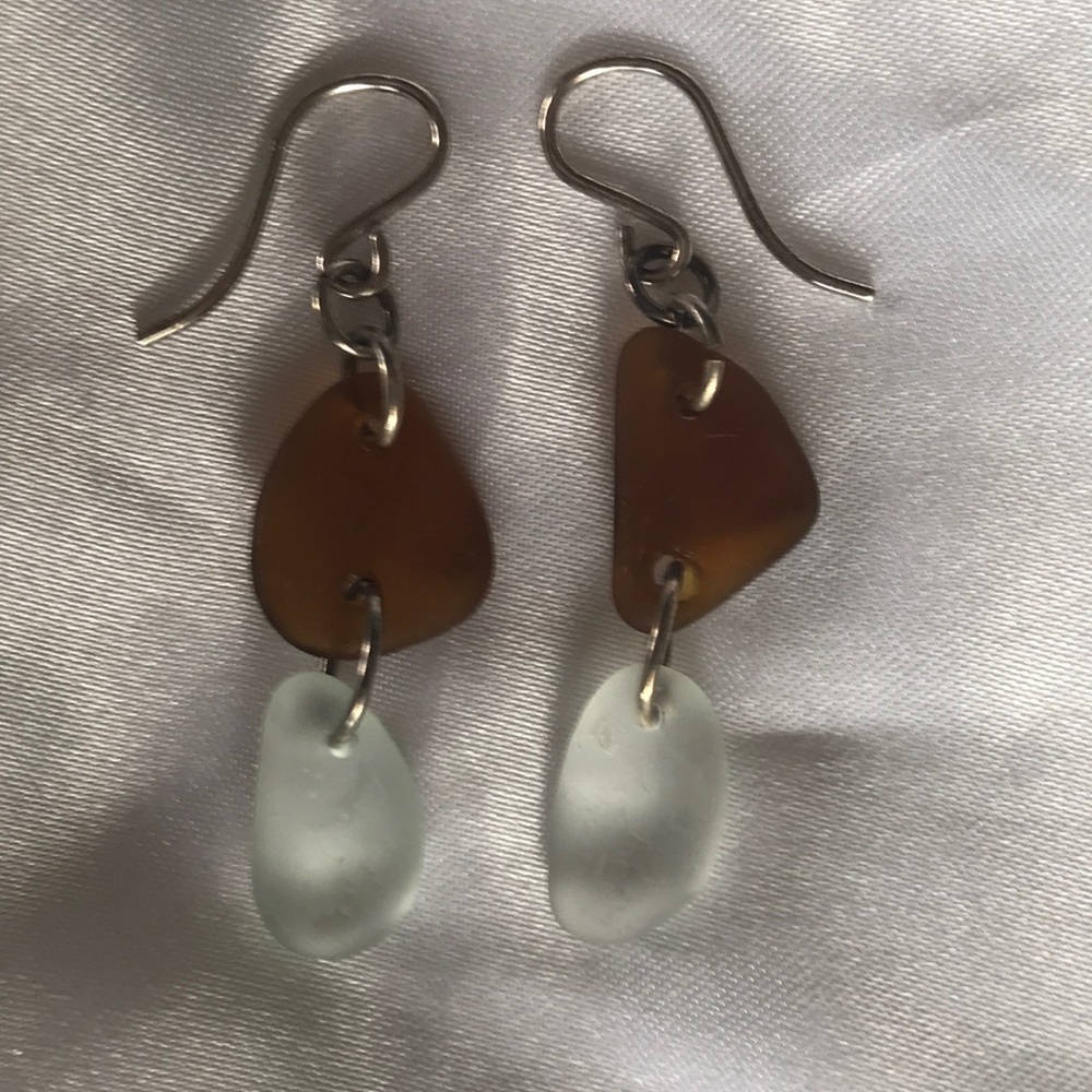 Hawaiian authentic sea glass dangle earrings
